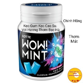 Kẹo gum lotte wow mint hương peppermint 58 g siêu thơm , mát.