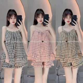 Bộ ngủ hai dây kẻ, bộ đũi kẻ 2 dây