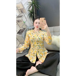 SÉT BÀ BA NÚT BỌC CỔ TRÒN TAY DÀI CHẤT LỤA MANGO