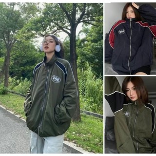 Áo khoác dù - áo khoác gió ekg logo thêu dài tay form rộng vải dù hai lớp unisex nam nữ