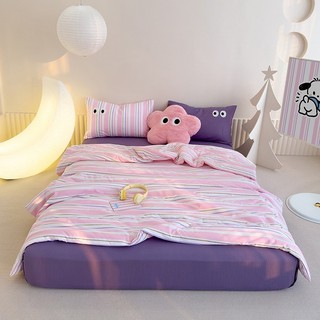 Sét đũi hè cotton, bộ chăn ga gối cotton đũi họa tiết đôi mắt, sét 4 món chăn ga gối cotton