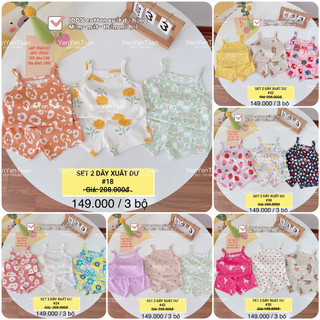 𝐂𝐡𝐨̣𝐧 𝐦𝐚̂̃𝐮 Set bộ đồ bộ hai dây vải thun mát, 100% thun cotton cho bé gái, set bộ đồ 2 dây cho bé gái