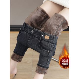 (Có bigsize)Quần jean chun nữ lót lông dày dặn cực ấm cạp cao  có giãn cao