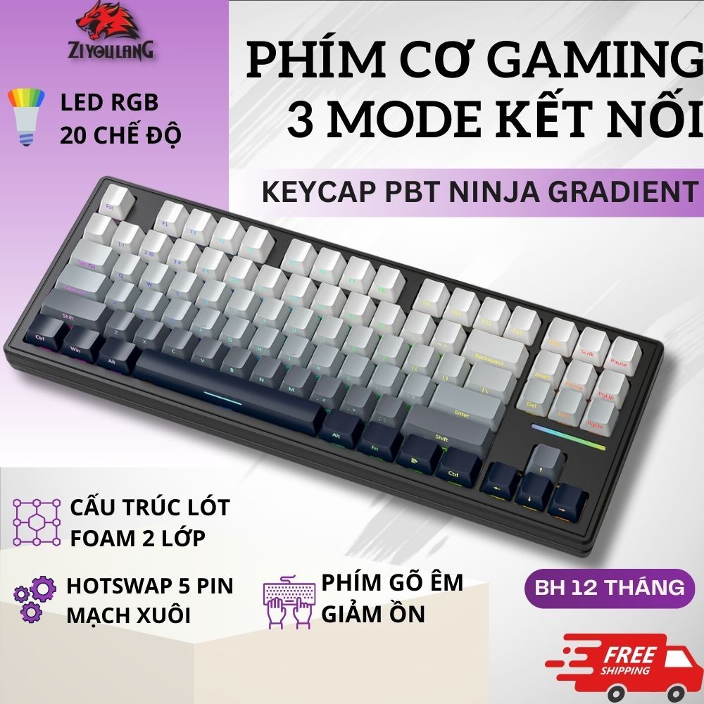 Bàn Phím Cơ Gaming Attack Shark M87 PRO V2 Nâng Cấp - LED RGB Nhiều Chế Độ Hotswap, App Tùy Chỉnh
