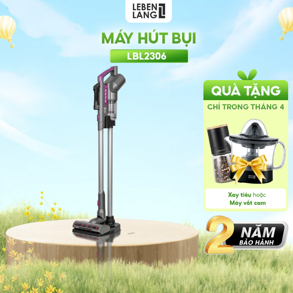 Máy hút bụi cầm tay không dây Lebenlang LBL2306, lực hút mạnh 15000PA, công suất 250W, bảo hành 2 năm - hàng chính hãng