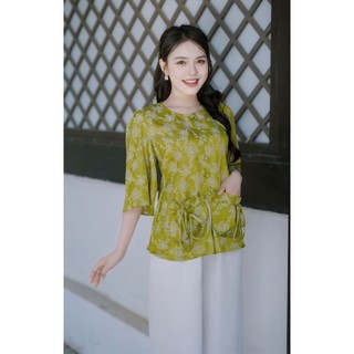 Pháp Phục Liên Hoa - Set Lụa Nhật 2 túi Cúc Đá siêu xinh (có kèm quần lụa)