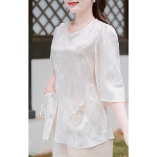 Pháp Phục Liên Hoa - Set Lụa Nhật 2 túi Cúc Đá siêu xinh (có kèm quần lụa)
