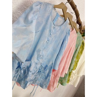 Pháp Phục Liên Hoa - Set Lụa Nhật 2 túi Cúc Đá siêu xinh (có kèm quần lụa)