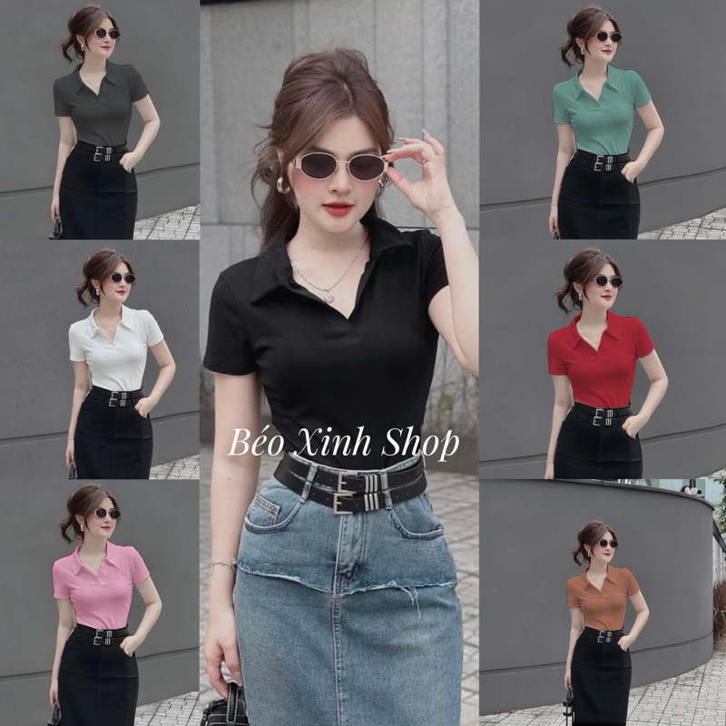 Thời Trang Nữ Áo Thun Polo Vải Thun Tăm Bigsize 50 - 100Kg Dễ Thương Áo Thun Trơn - A.1188