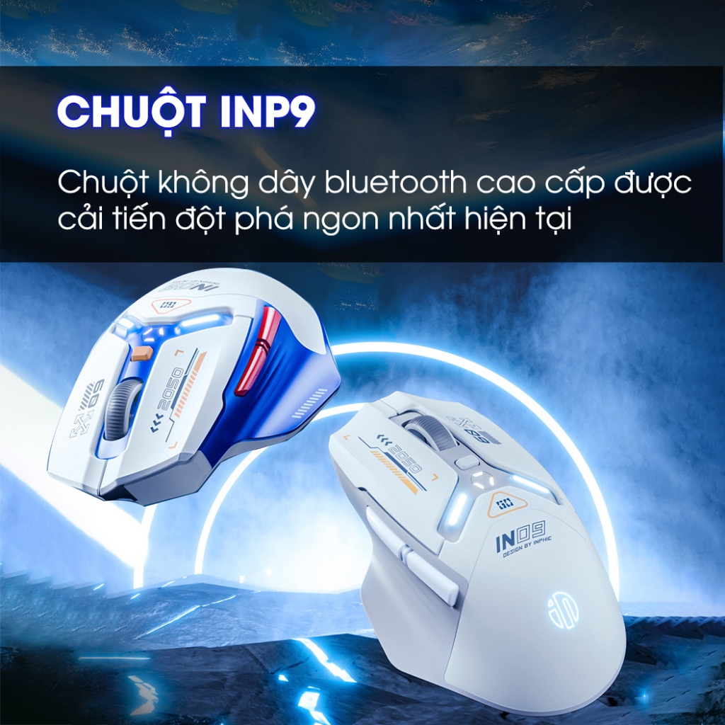 Chuột không dây gaming SIDOTECH INPHIC IN9 bluetooth 3 mode pin sạc có app 6 nút 1000hz máy tính led RGB hiển thị pin | BigBuy360 - bigbuy360.vn
