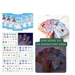 Miếng dán móng tay cho bé sticker 3D dạ quang phát sáng nhiều mẫu mới cho bé