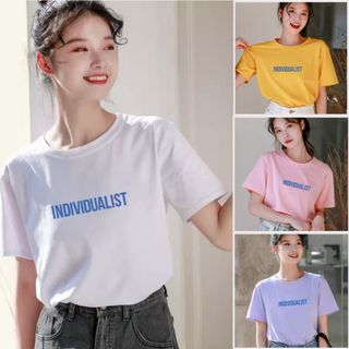Áo thun nữ, áo phông nữ in hình form vừa, vải cotton 100% dầy mịn, chất mát mềm đẹp, có bigsize, in chữ INDIVIDUAL