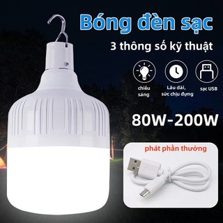 Đèn treo tích điện 80W 100W 200W siêu sáng tiết kiệm điện, bóng đèn tích điện Bóng đèn LED bóng đèn sạc