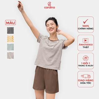 Đồ bộ nữ CARDINA chất liệu cotton cao cấp thoáng mát hoạ tiết kẻ ngang bắt mắt trẻ trung 4BCN07