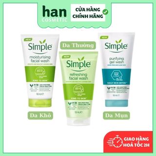 Sữa Rửa Mặt Simple Dạng Gel Kind To Skin Refreshing Facial Wash -150ml làm diu da nhạy cảm - hancosmetic.shop
