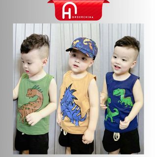 Set 3 áo 3 lỗ khủng long tặng kèm mũ khủng long cho bé trai - HNOrderChina