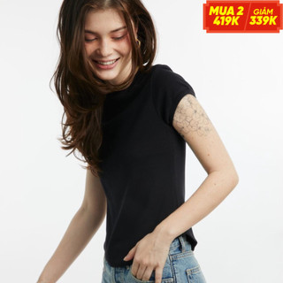 TheBlueTshirt - Áo Thun Tay Ngắn Nữ Màu Đen - 1990s Tshirt - Black