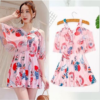 Váy Đi Biển Kín Đáo, Đồ Bơi Nữ Dạng Váy Tay Bèo Quảng Châu Đẹp