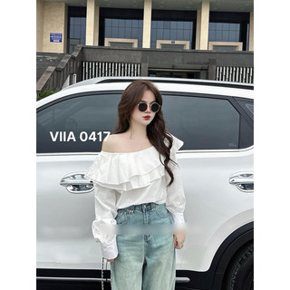 Sơ mi thô trắng trễ vai an0417