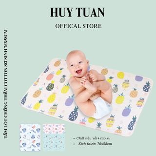 Miếng lót chống thấm cotton/ tấm lót tè cao cấp cho bé sơ sinh kích thước 76x58cm