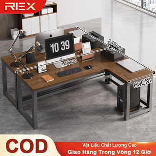 REX Bàn làm việc Bàn học chữ L Mặt Gỗ Rộng Rãi Khung thép chống ghỉ phủ sơn tĩnh điện mặt gỗ MDF tận dụng