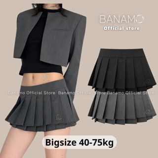  Chân váy nữ BIGSIZE Banamo Fashion chân váy xòe tennis xếp ly 2 tầng thêu chữ Q 5910 