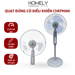 Quạt cây đứng Chefman cao cấp B4 có điều khiển CM-D408K, 3 tốc độ gió bảo hành chính hãng 12 tháng