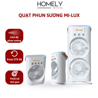 Quạt điều hòa tích điện Mi-lux A3, 4 vòi phun sương, quạt 5 cánh, bảo hành chính hãng 12 tháng
