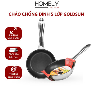 Chảo inox 304 GOLDSUN nhiều kích thước chống dính chuẩn hoa kỳ an toàn sức khoẻ người dùng - GPA1450