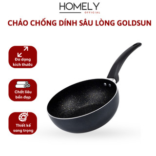 Chảo chống dính sâu lòng Goldsun, đường kính 20cm, sâu 6cm, lớp chống dính vân đá bền đẹp