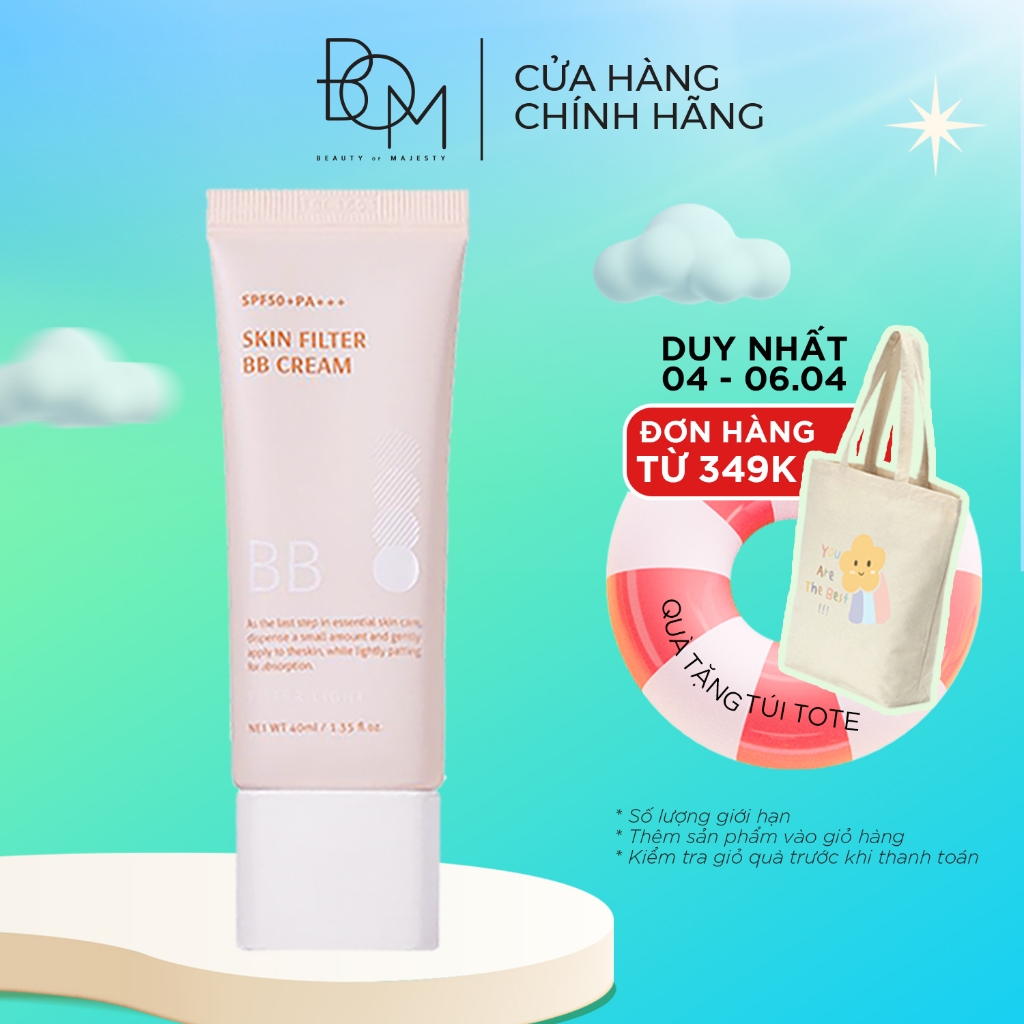 Kem Nền Mỏng Nhẹ Tự Nhiên Lâu Trôi BOM BB Cream SPF 50 PA +++ 40ml