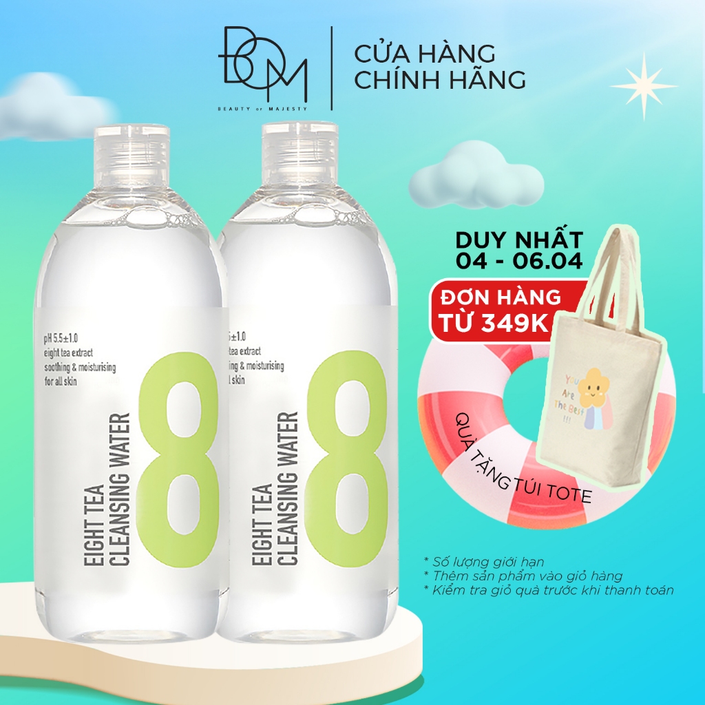 Combo 2 Chai Nước Tẩy Trang Làm Sạch Da Không Chứa Cồn BOM Eight Tea 1000ml