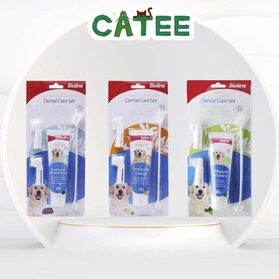 Bàn Chải Kèm Kem Đánh Răng Giúp Sạch Răng, Thơm Miệng Bioline Dành Cho Các Bé Cún