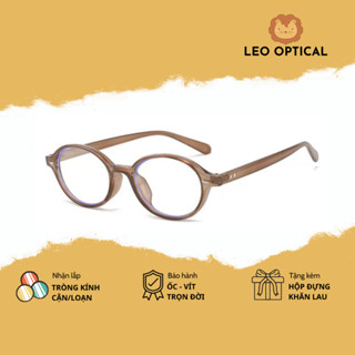 Kính mắt nữ Bayonetta round tròn oval dẹt Y2K chống ánh sáng xanh LEO OPTICAL 9431