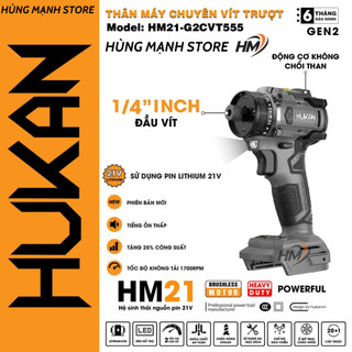 Thân máy chuyên vít hukan hm21-g2cvt555, 21 cấp trượt, chân pin phổ thông - không chổi than