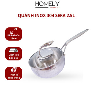 Nồi quánh Inox 304 SEKA SK6070, dung tích 2.5L, tay cầm tản nhiệt, 5 đáy từ, chống dính
