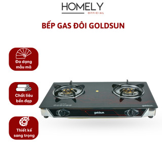 Bếp gas dương đôi Goldsun GGS7010, bếp gas đôi gia đình tiện dụng mặt kính cường lực dày
