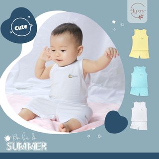 Bộ quần áo ba lỗ petit bamboo Luxry trơn nhiều màu sắc cho bé trai, bé gái