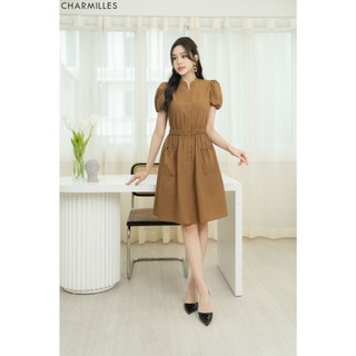 Đầm Charmilles dáng A eo chun Nâu 25md114na