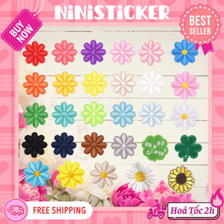  Iron Patch Miếng Ủi Thêu Quần Áo Sticker Vá Đồ Rách Hoa Cúc Nhiều Màu Daisy Cỏ Bốn Lá May Mắn Happy Clover Ninisticker 