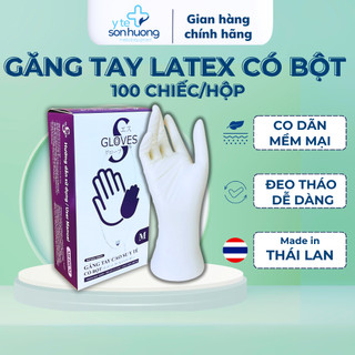 Găng tay Latex có bột màu trắng bao tay thẩm mỹ , spa , nail , phun xăm hộp 100 chiếc