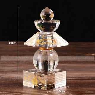 Tháp xá lợi bảo khiếp ấn đà-la-ni chất liệu pha lê cao 14cm
