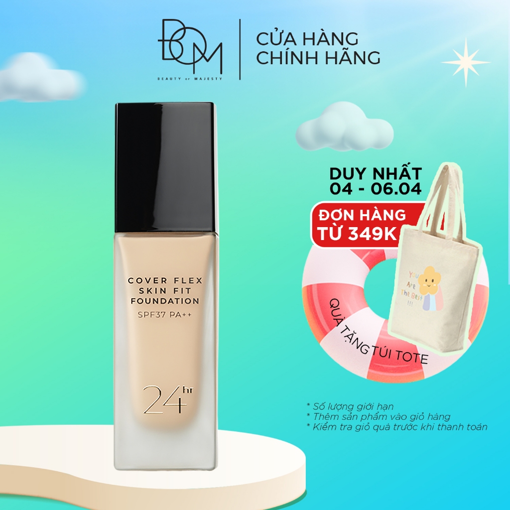 Kem Nền Lâu Trôi Che Khuyết Điểm BOM Cover Flex Skin Fit Foundation 30ml