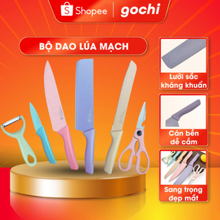 Bộ Dao Lúa Mạch Kháng Khuẩn 5 Món Hộp Đựng Cao Cấp, Set Dao 5 Chi Tiết Lúa Mạch Đồ Dùng Dụng Cụ Nhà Bếp