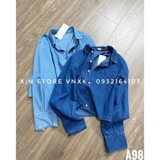 Áo sơ mi Xịn Store sơ mi jean chất denim mềm dày dặn A98