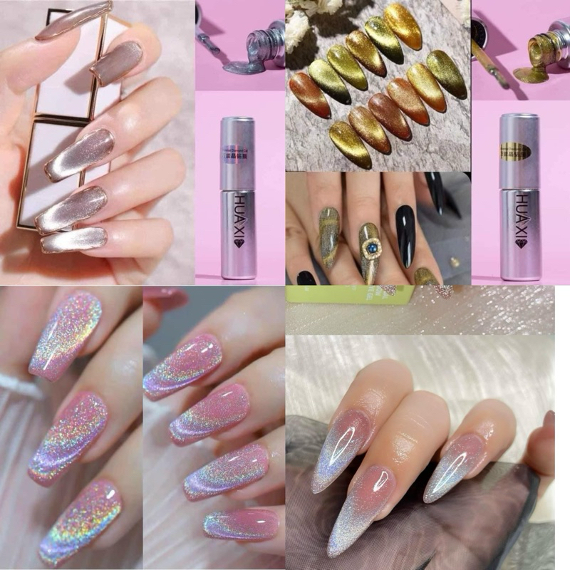 Top Mắt Mèo Kim Cương HUAXI Nhũ Bạc - Vàng -7 Màu