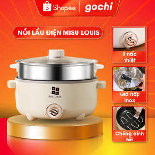  Nồi Lẩu Điện Đa Năng Cao Cấp MISU LOUIS Dung Tích 4L, Đường Kính 28cm, Tặng Kèm Xửng Hấp Inox