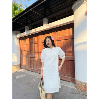 Váy suông linen hai lớp cột nơ | CHIE