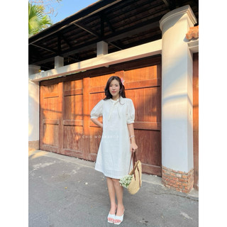 Váy suông linen hai lớp cột nơ | CHIE