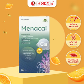 Viên Uống Canxi Menacal Bổ Sung Canxi Tự Nhiên Và Vitamin D3 K2 Hộp 60 Viên - Bibo Mart